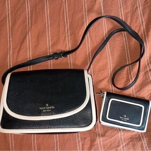 Kate Spade Small Crossbody with Wallet - Black and Light Pink
